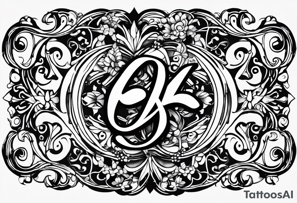 Infinity symbol, with the letters "S" and "J" on one side, and the letters "D3" on the other side tattoo idea