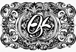 Infinity symbol, with the letters "S" and "J" on one side, and the letters "D3" on the other side tattoo idea