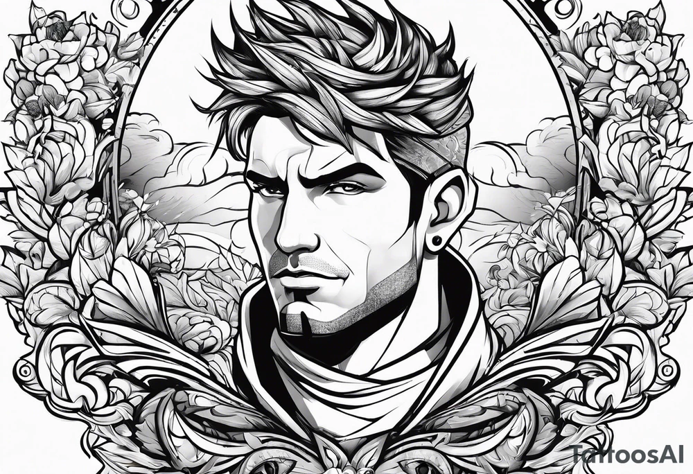 1 male powerbuff tattoo idea