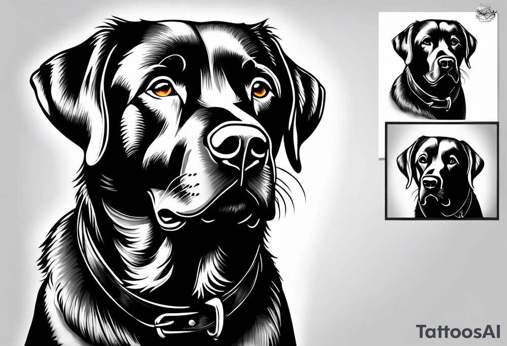 black lab line art tattoo idea