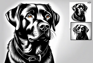 black lab line art tattoo idea