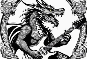 Dragon playing guitar tattoo idea