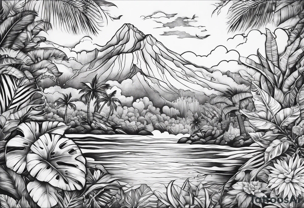 Tropical islands tattoo idea