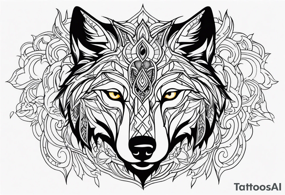 Powerful wolf tattoo idea