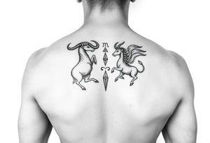 Male forearm combining Taurus and Aquarius tattoo idea