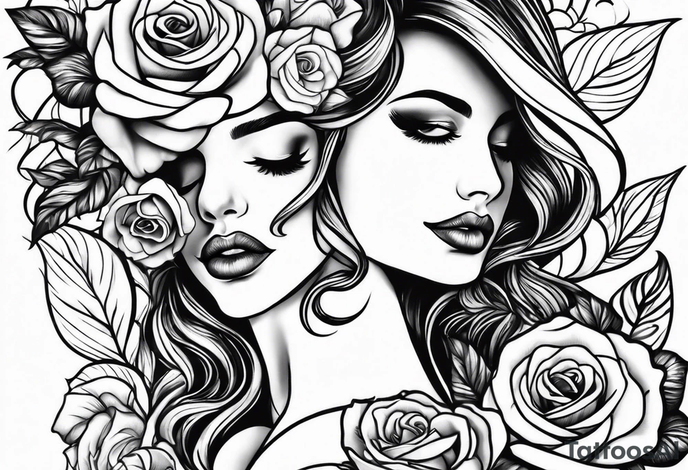 Dancing couple on a rose tattoo idea