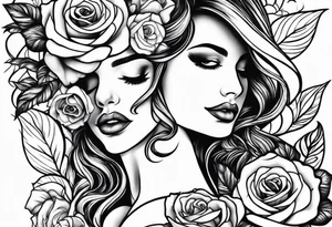Dancing couple on a rose tattoo idea