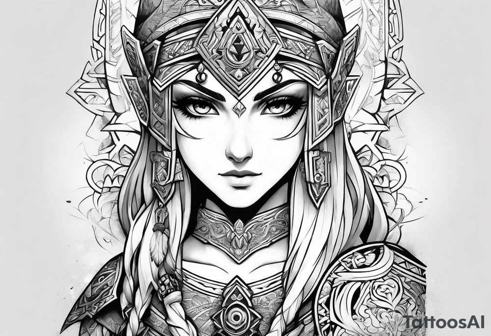 Legend Of Zelda arm sleeve tattoo idea