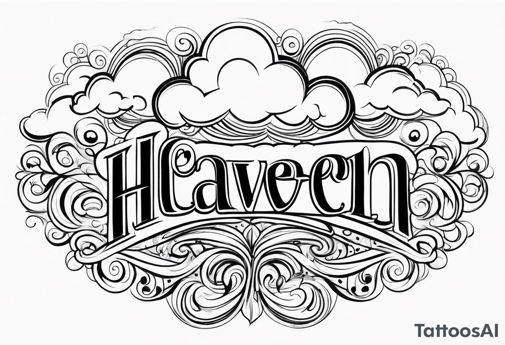 heaven clouds swirl vignette tattoo idea
