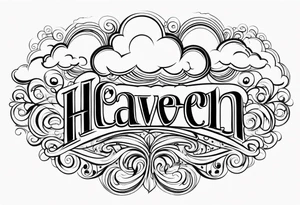 heaven clouds swirl vignette tattoo idea