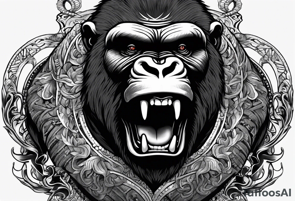 Screaming gorilla snakes(chest piece) tattoo idea