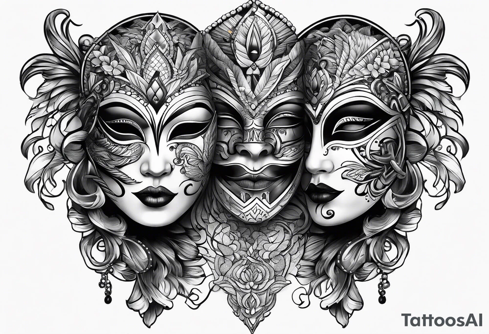 two mask tattoo design tattoo idea