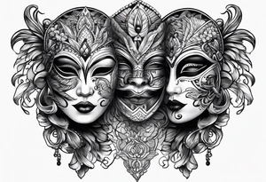 two mask tattoo design tattoo idea