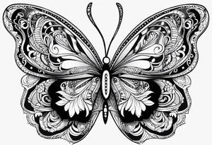 Small butterfly with zentangle patterns tattoo idea