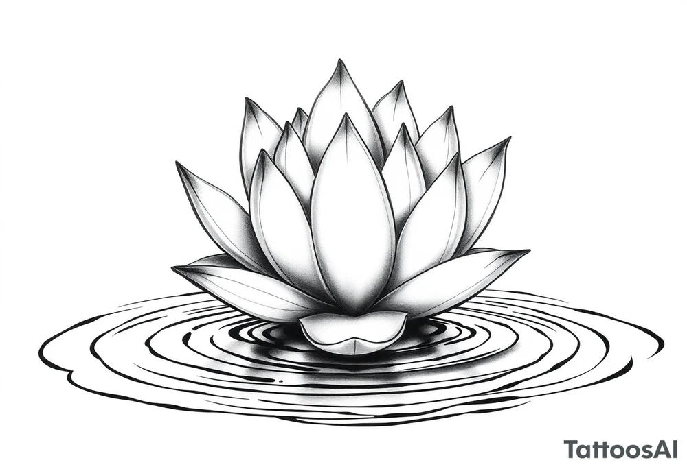 serene lotus flower emerging from sacred waters with ripples tattoo idea