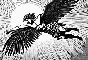 icarus greek god flying into the sun and falling down tattoo idea