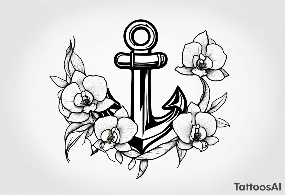 An anchor and orchids tattoo idea