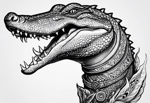 Dagger made out of an alligator with a woman on the blade tattoo idea