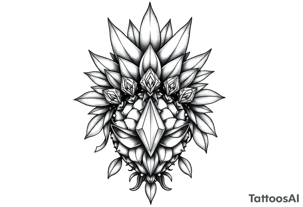 Bushy pineapple crown diamonds majestic vagina and anus tattoo idea