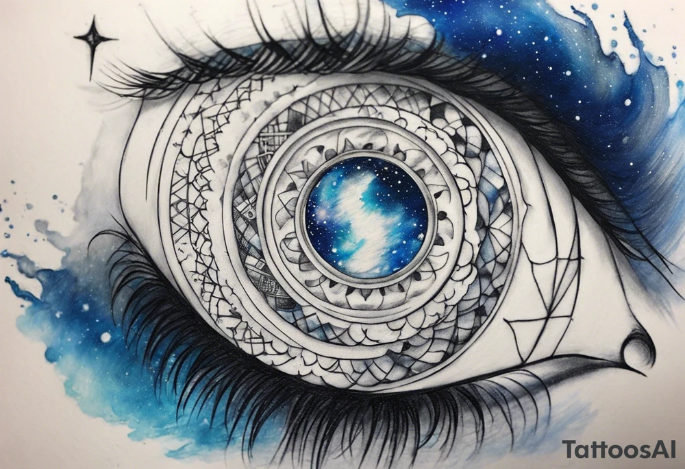 I want the outside black like the space and the galaxy blue different shades  Galaxy spyral tattoo the ones that look like an s shape because they are spinning so fast I want it in all blue but different shades of blue and it will be on my ass cheek so make it cute and conples and very aesthetic tattoo idea