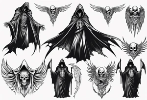 grim reaper cloak with wings tattoo idea
