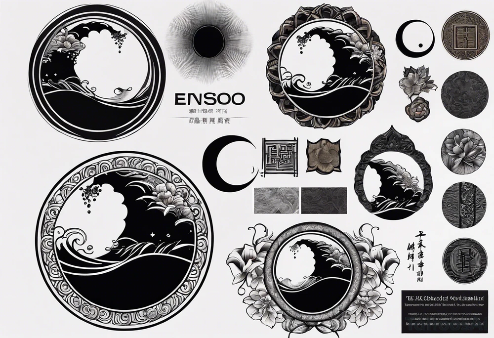 full sleeve tattoo - enso on shoulder, waves and arm band on forearm. the rest should be japanese inspired tattoo idea