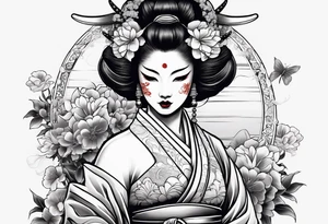 geisha pulling off hannya mask tattoo idea