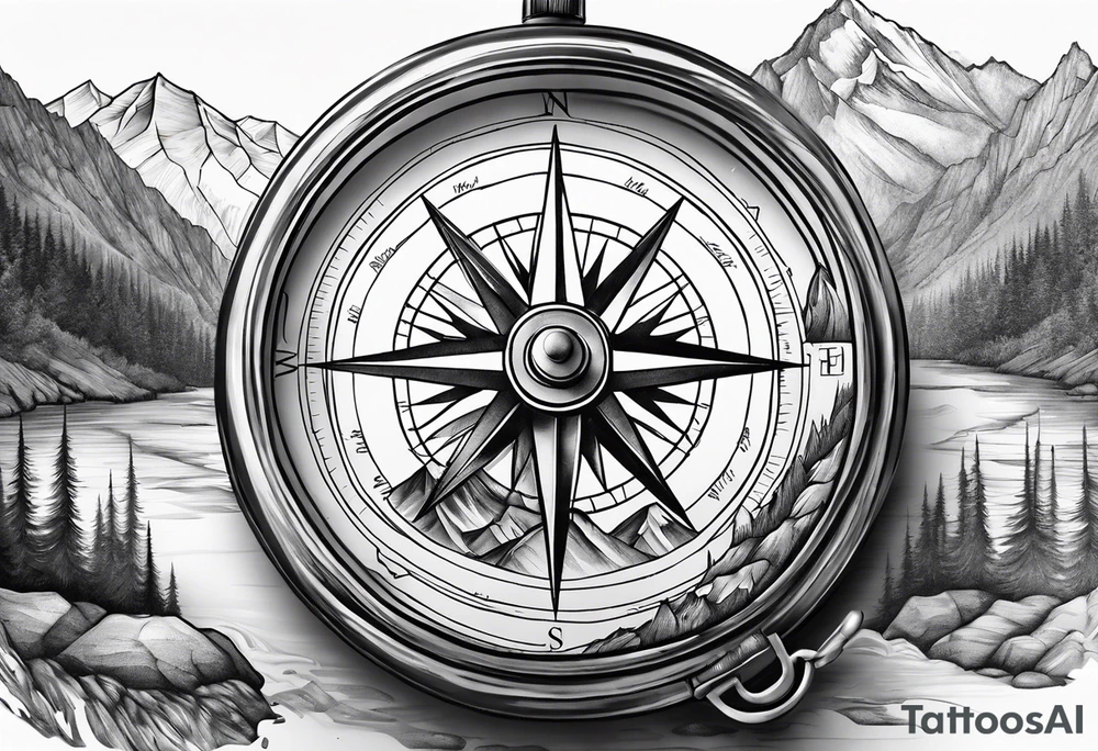 Compass. Mountains tattoo idea