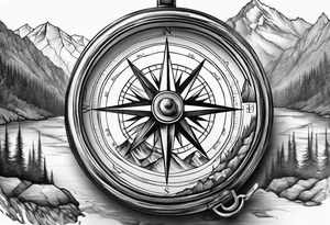 Compass. Mountains tattoo idea