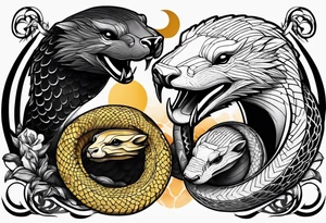 Three headed snake and honey badger tattoo idea