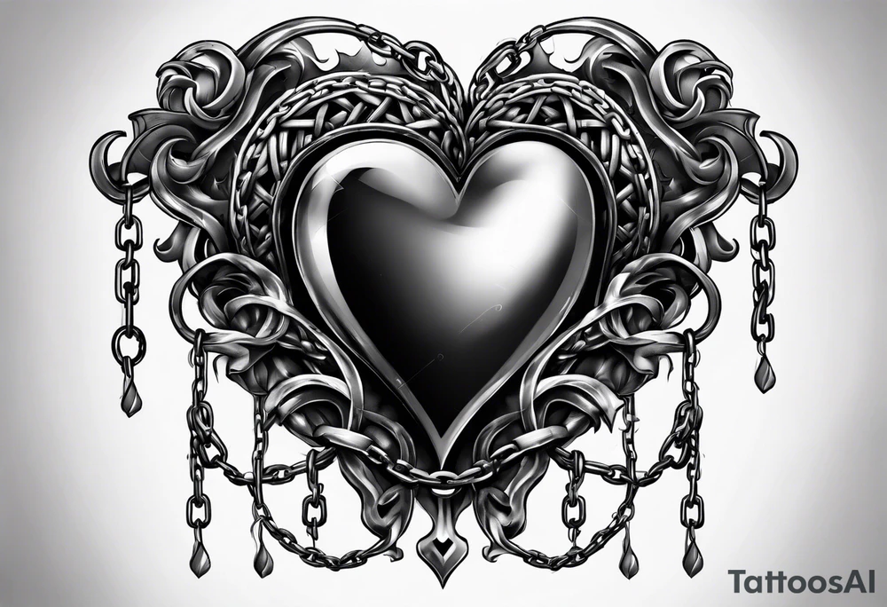 Heart wrapped in chains tattoo idea
