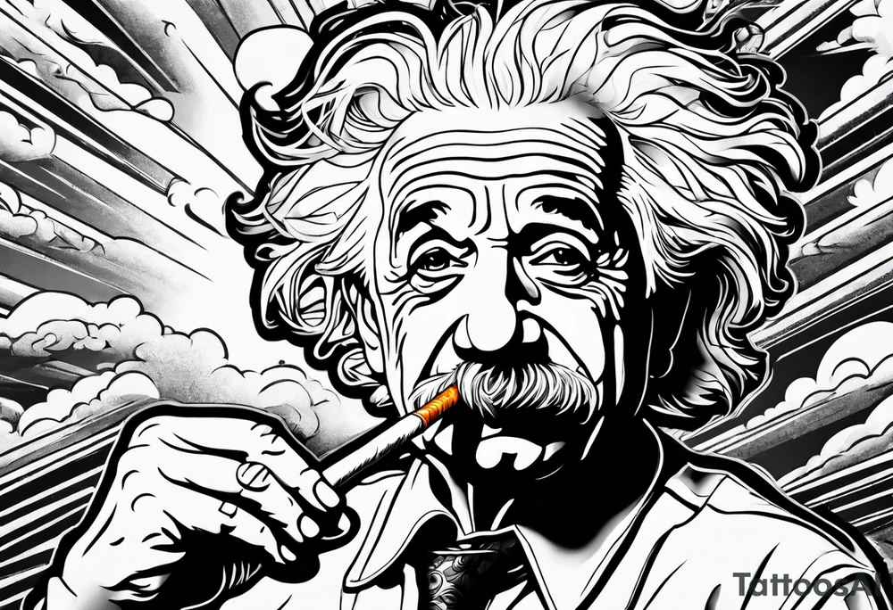 albert einstein smoking cigarette tattoo idea