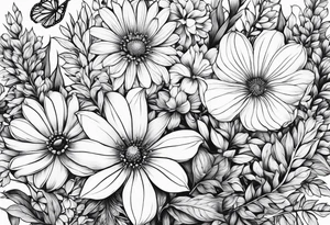 Wildflowers, smaller, vertical , half sleeve tattoo idea