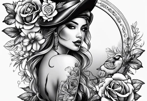 Sexy gangster chick body tattoo idea