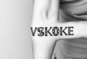 The word “MVSKOKE” shaded with Native American print tattoo idea