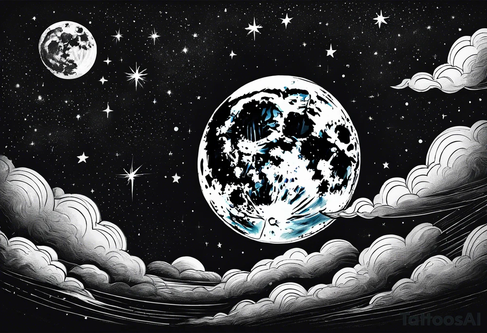 Picture of the night sky with moon tattoo idea