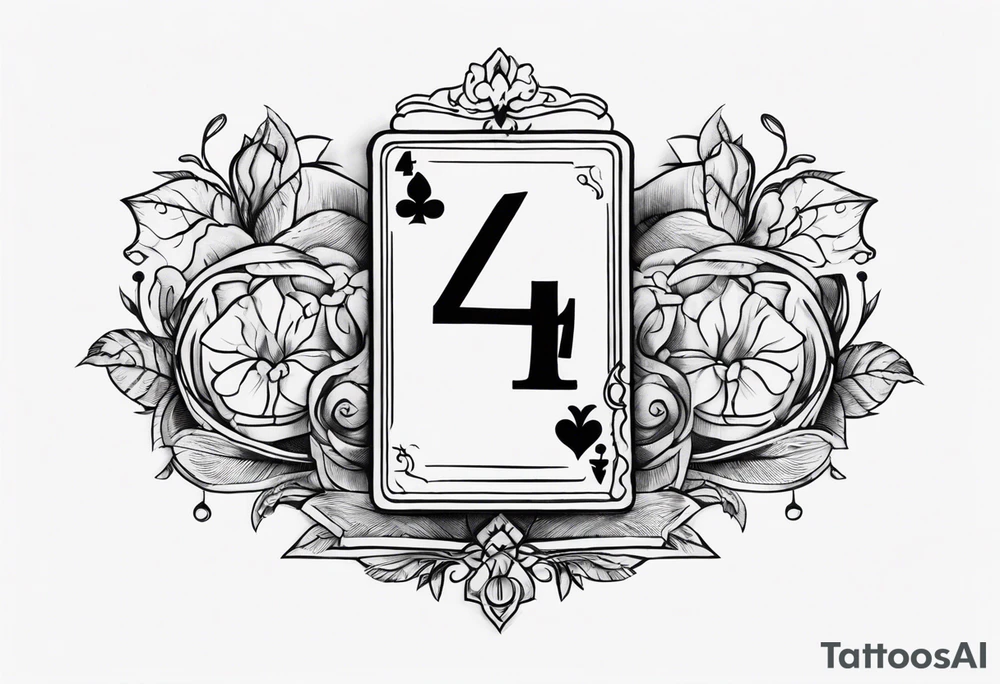 number 4 in a card tattoo idea