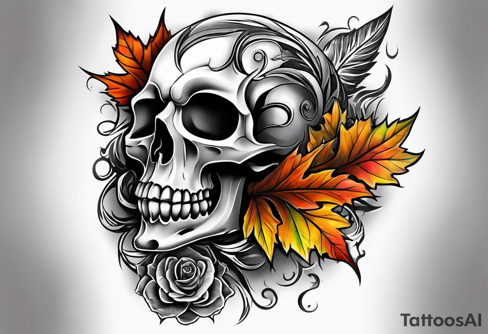 knee tattoo in fall color masculine tattoo idea
