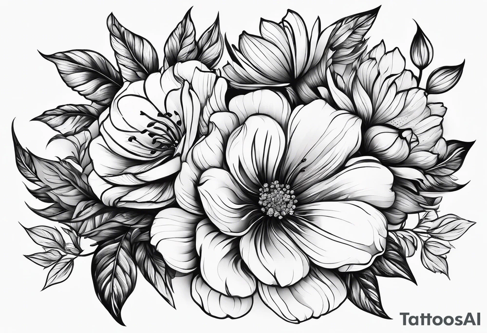 pen wrapped in flowers tattoo idea