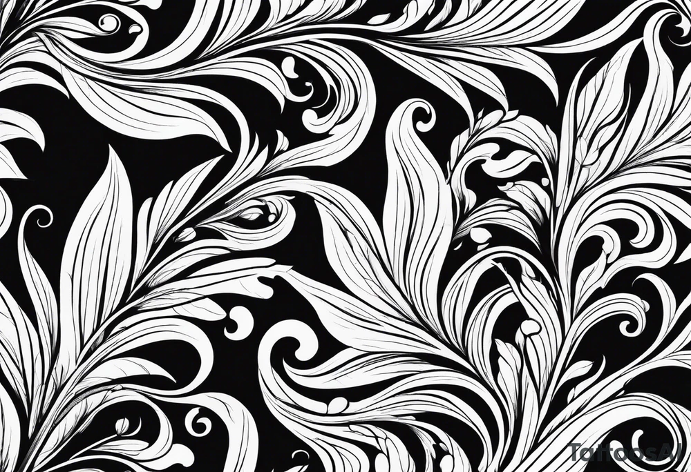 swirly leaves, swirls, minimalist, smooth tattoo idea