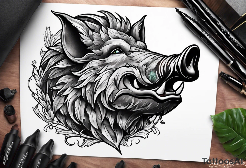 Anime boars head tattoo idea