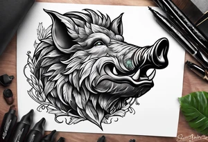 Anime boars head tattoo idea
