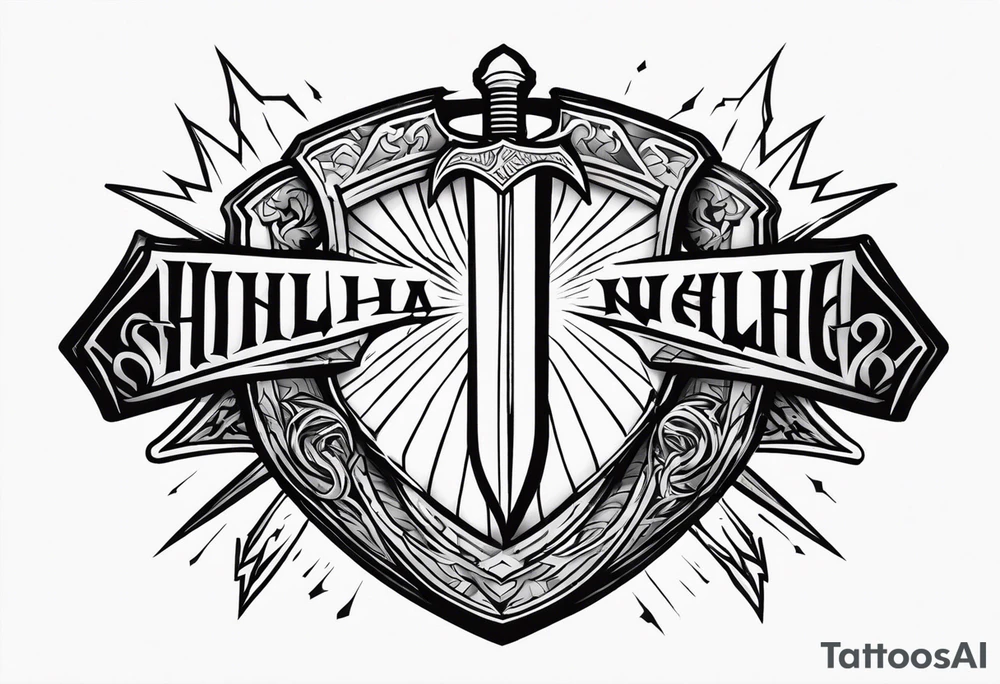 Valhalla sword shield lightning tattoo idea
