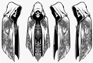 Upper half of a hooded reaper with no weapon tattoo idea