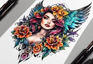 Feminine chest piece tattoo idea