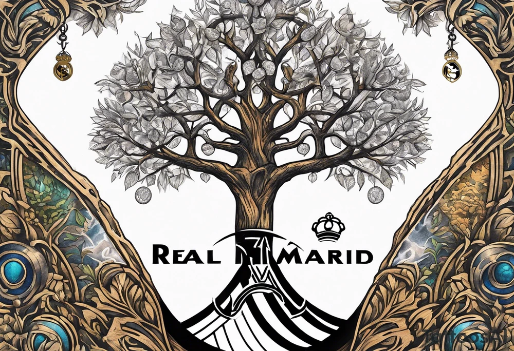 Real madrid logo into tree of life tattoo idea