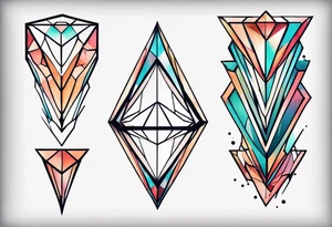 simple line tattoo of geometric elongated diamond split down the middle vertically into 2 mirror image shapes tattoo idea