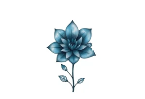 A minimalist flower tattoo that represents a shattered and betrayed gemini woman who fought hard throughout this year. With colors blue and black. Make it unique and rare. Without leaves and stem. tattoo idea