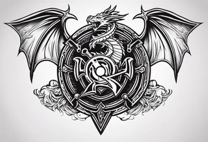 Valhalla sword shield dragon axe valkyrie tattoo idea
