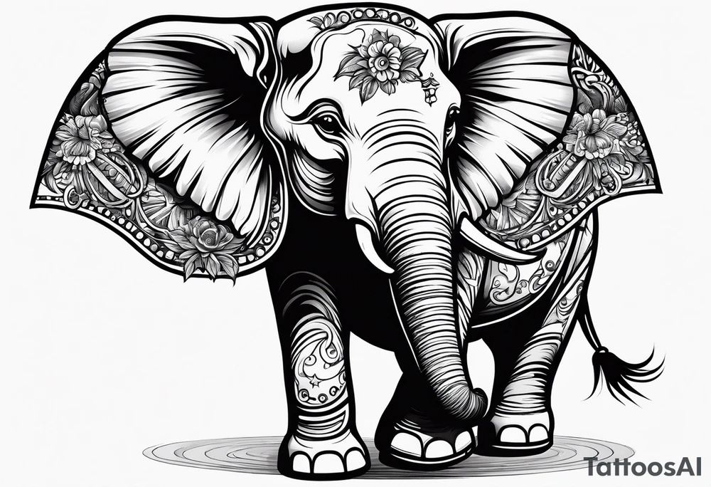 Elephant playing roller derby tattoo idea